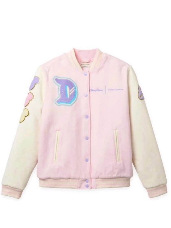 Stoney Clover Lane Jackets & Blazers - Stoney Clover Lane Pink & Cream Letterman Jacket with Mickey Patches